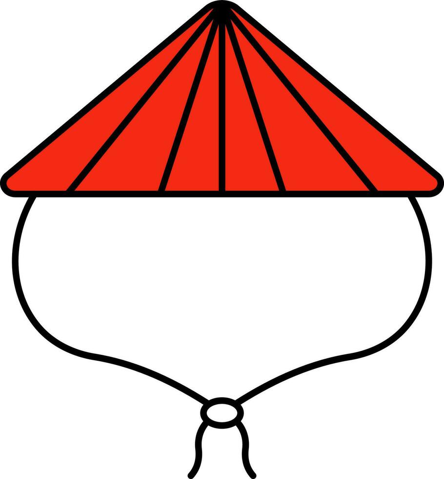 Red Conical Hat Icon In Red Color. vector
