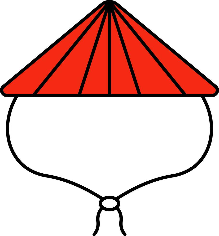 Red Conical Hat Icon In Red Color. vector