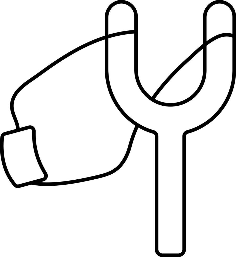 Black Outline Illustration Of Slingshots Icon. vector
