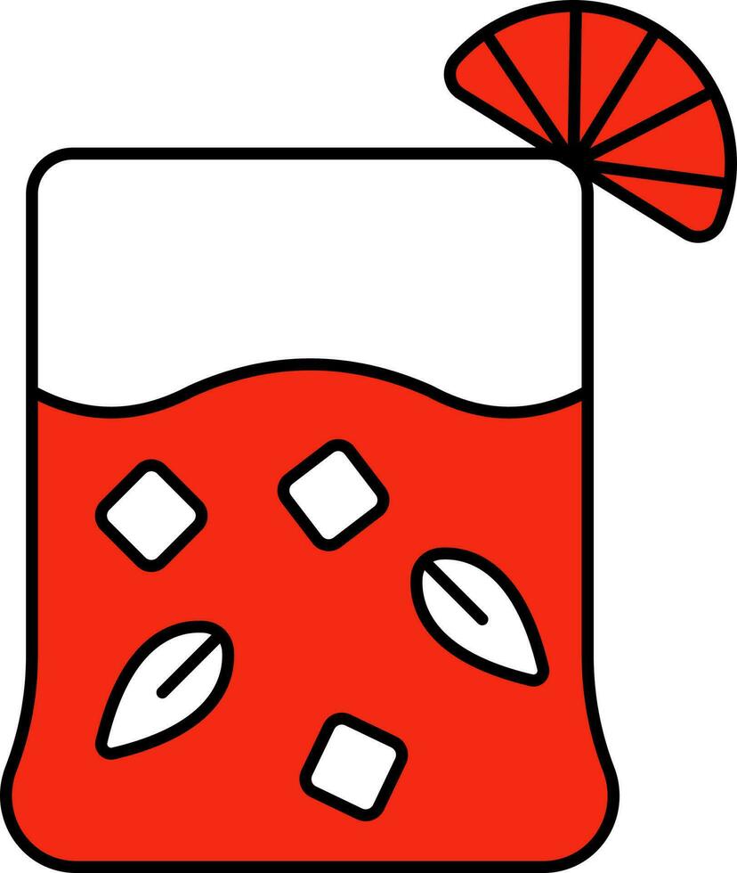 Cold Lemonade Glass Icon In Red And White Color. vector