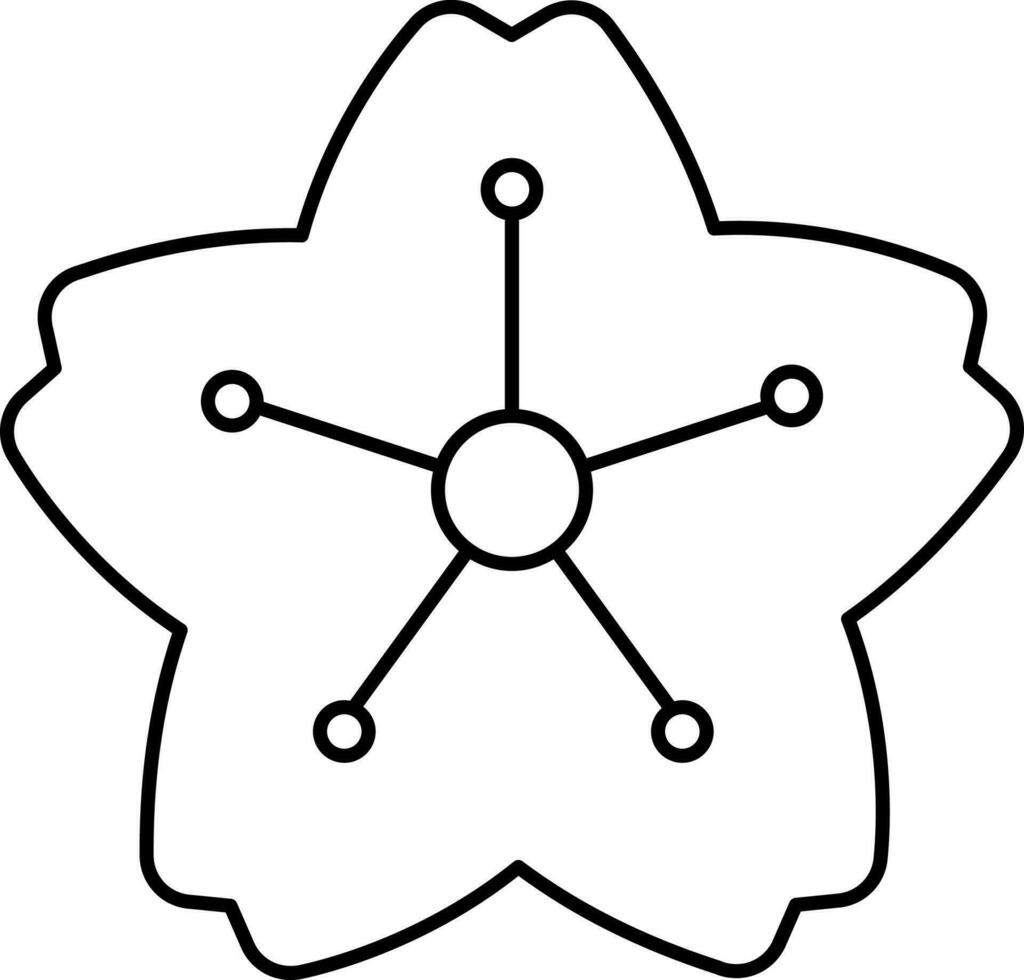 Isolated Sakura Flower Icon In Line Art. vector