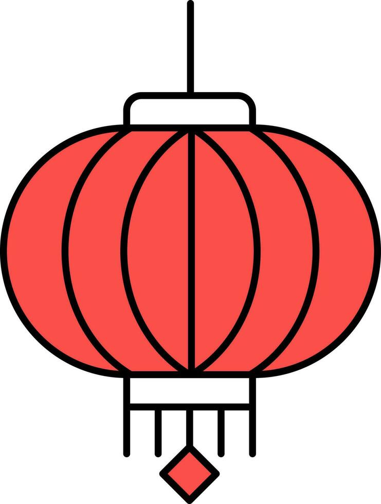 Chinese Lantern Hang Icon In Red And White Color. vector