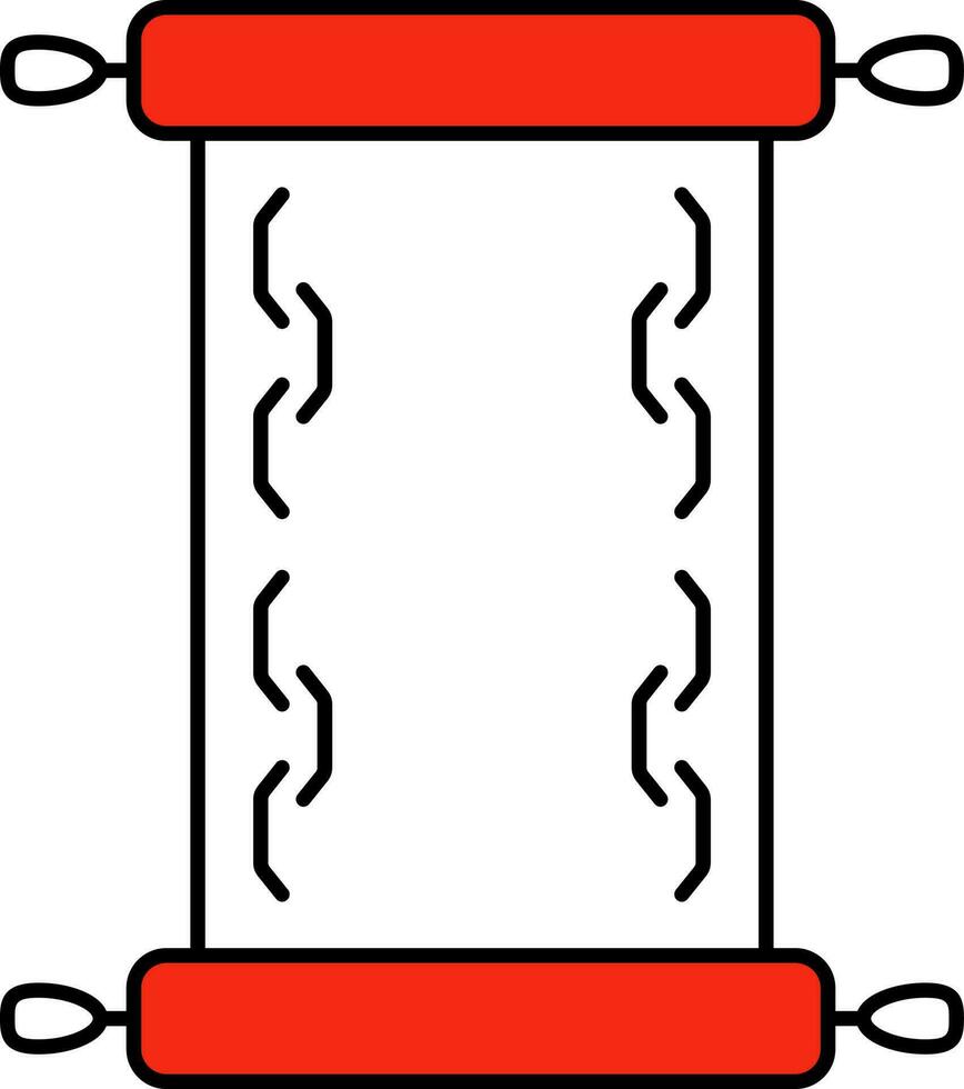 Chinese Scroll Letter Red And White Icon. vector