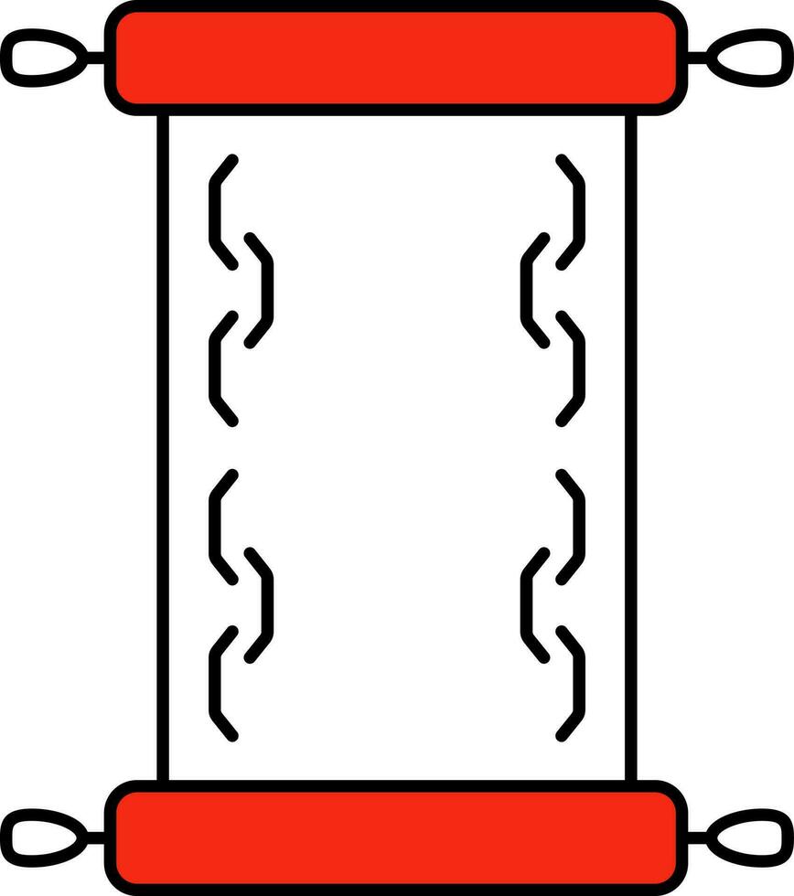 Chinese Scroll Letter Red And White Icon. vector