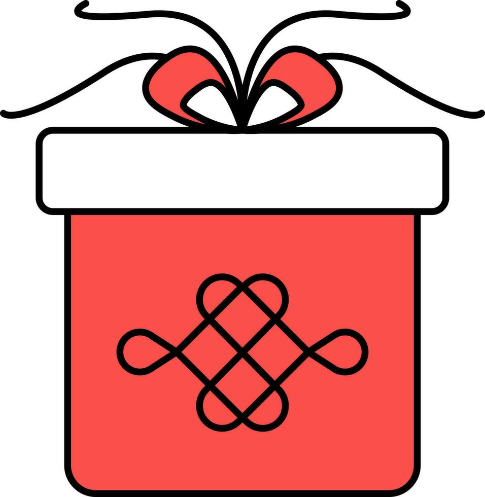 Chinese Gift Box Red And White Color. vector