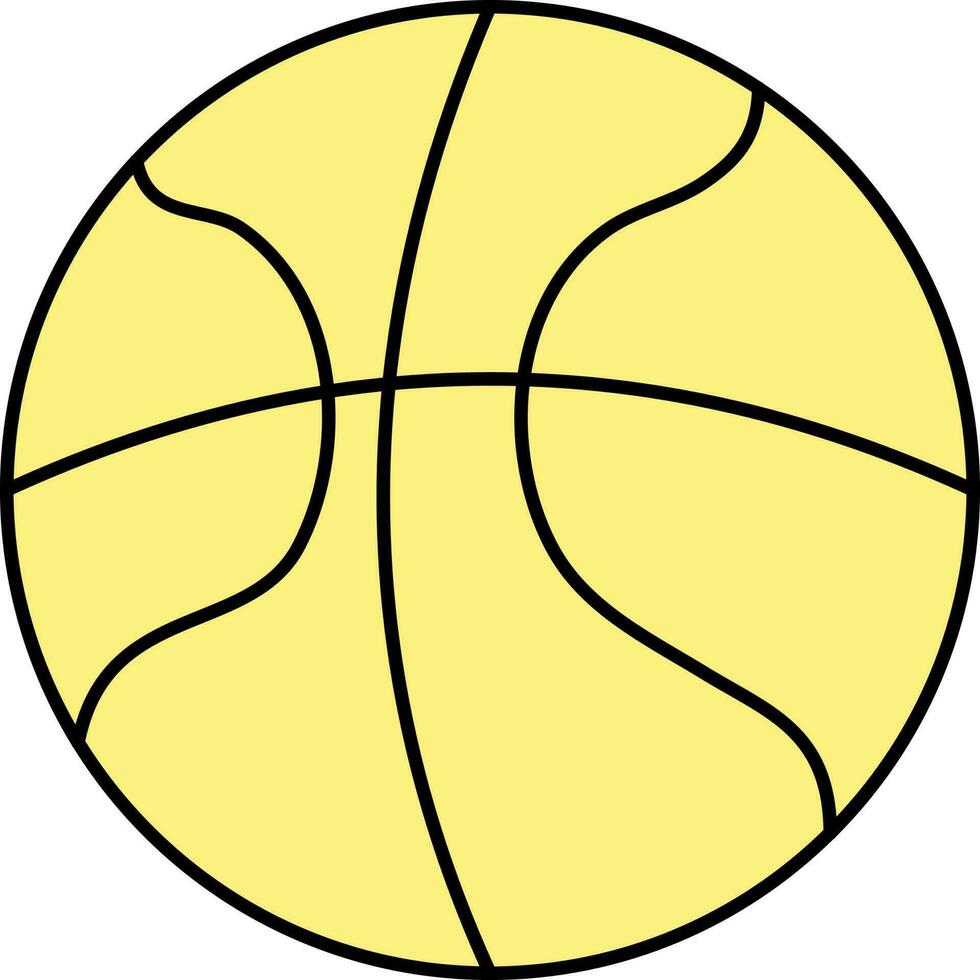 Yellow Basket Ball Flat Icon On White Background. vector