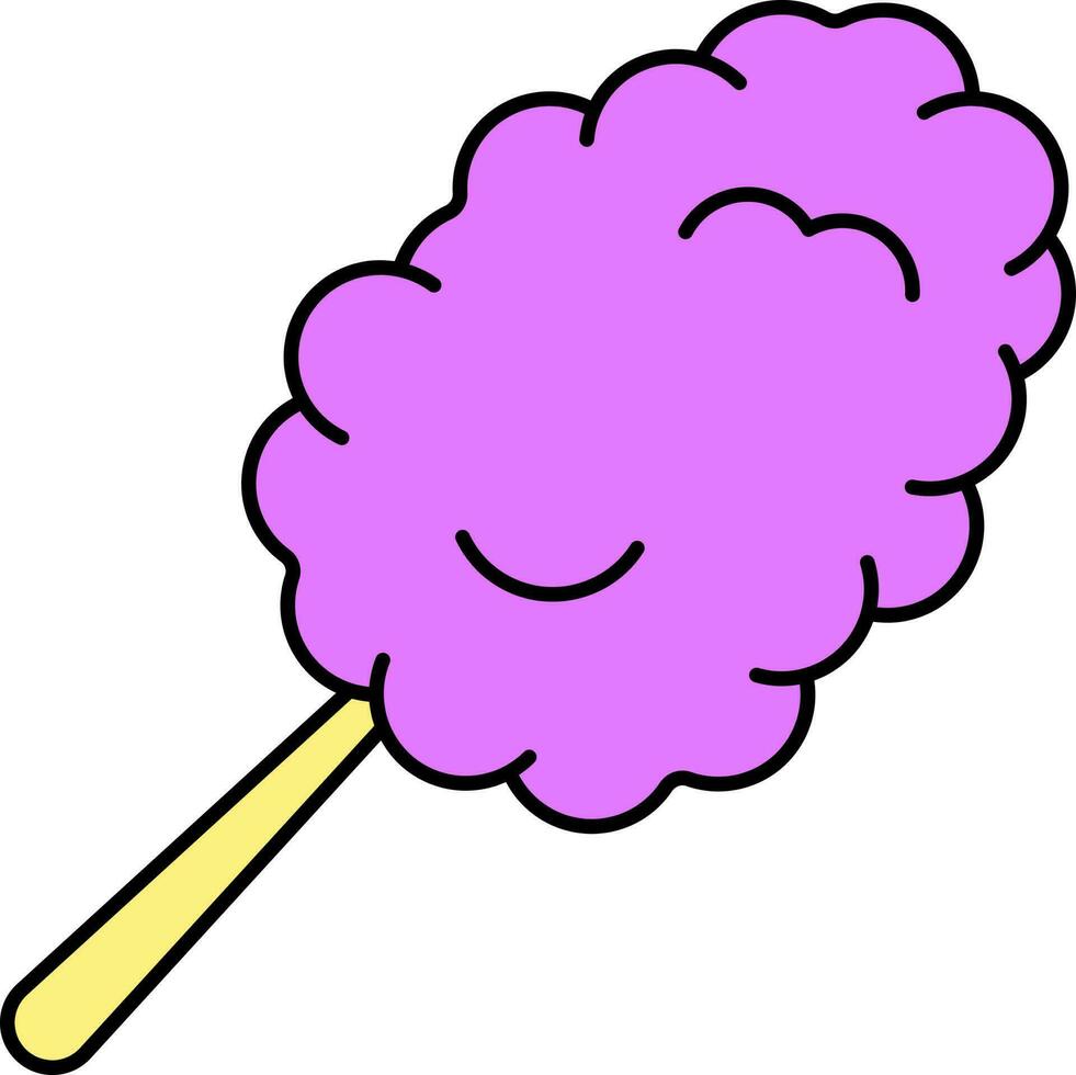 Pink Candy Floss Icon In Flat Style. vector