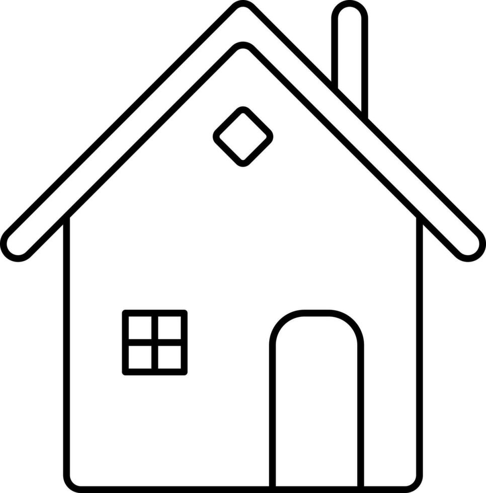 Black Line Art Illustration Of Hut Icon. vector