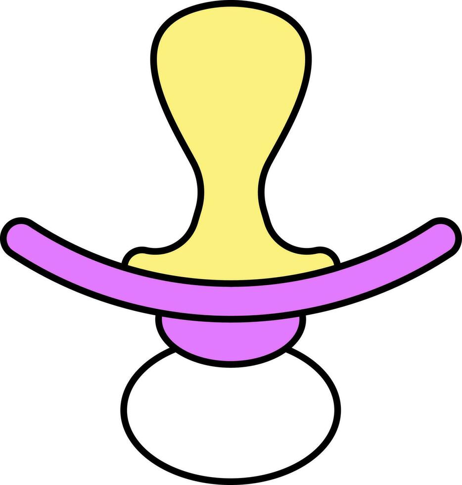Pink And Yellow Illustration Of Pacifier Flat Icon. vector