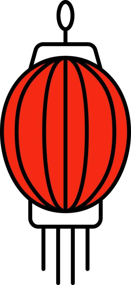 Red And White Chinese Lantern Flat Icon. vector