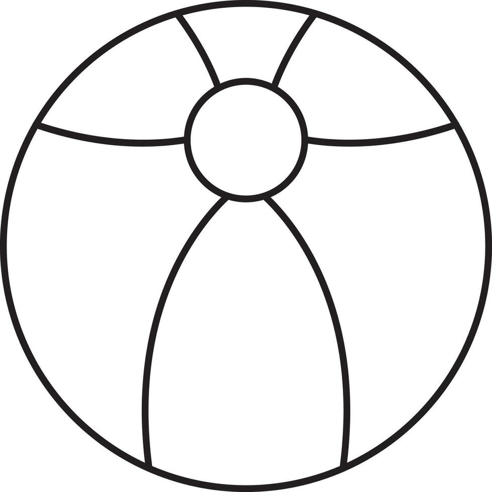 Black Outline Illustration Of Beach Ball Icon. vector