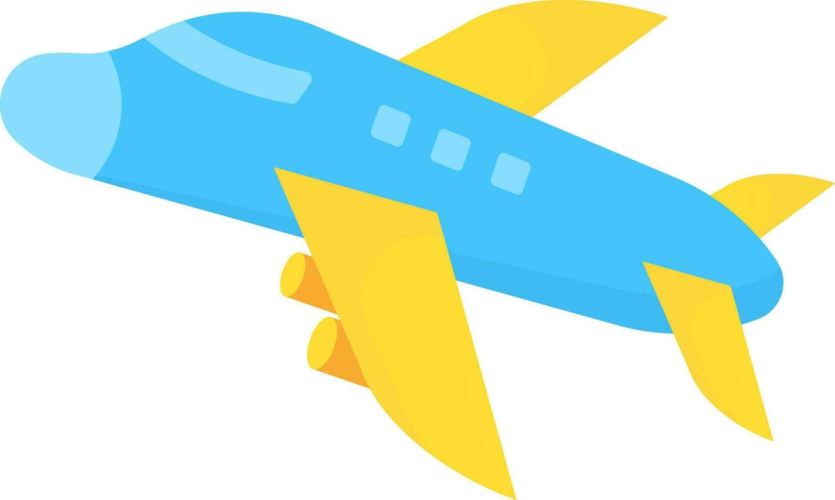 Blue And Yellow Airplane Icon In Flat Style. vector