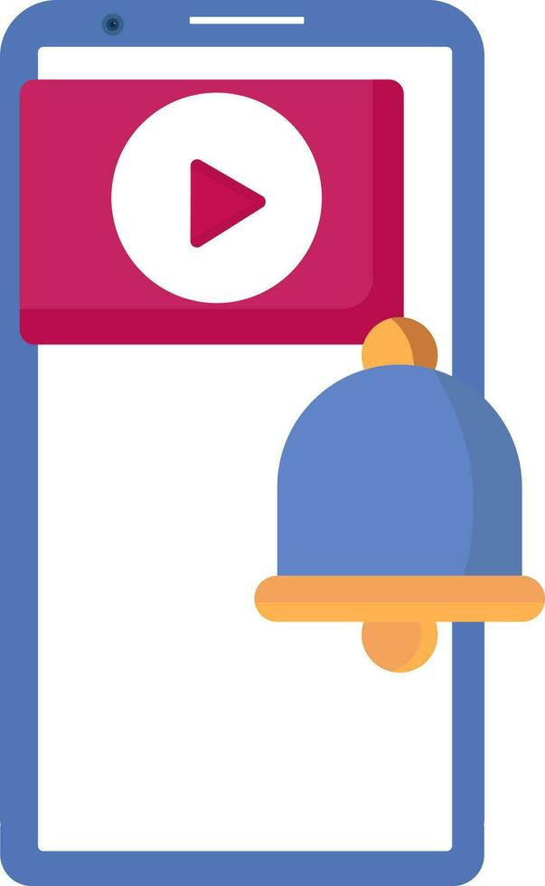 Colorful Video Notification In Smartphone Flat Icon. vector