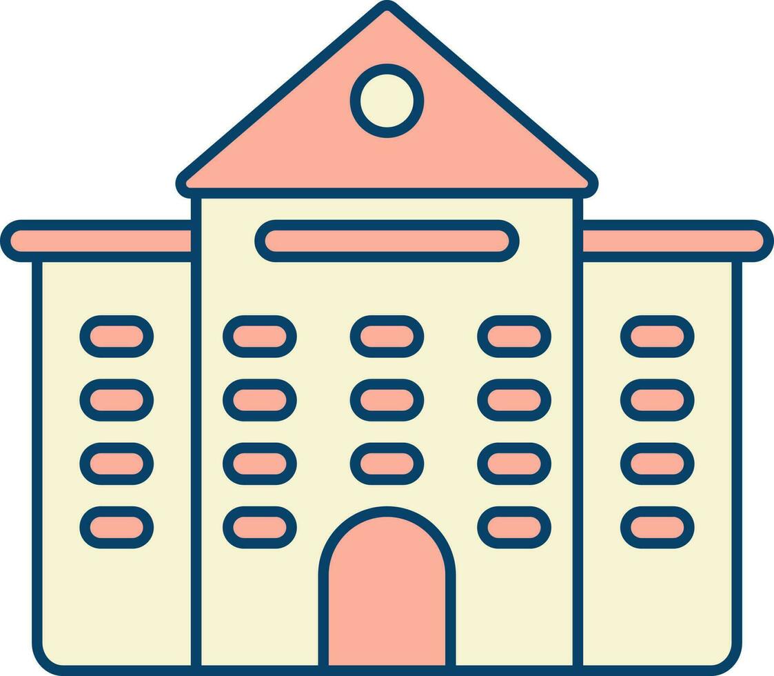 Illustration Of Building Icon In Peach And Yellow Color. vector