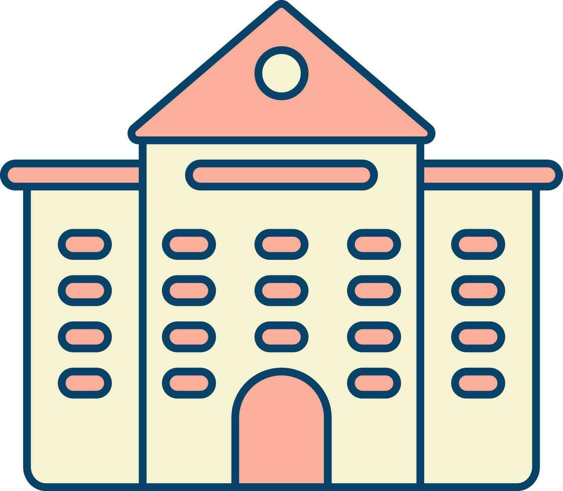 Illustration Of Building Icon In Peach And Yellow Color. vector