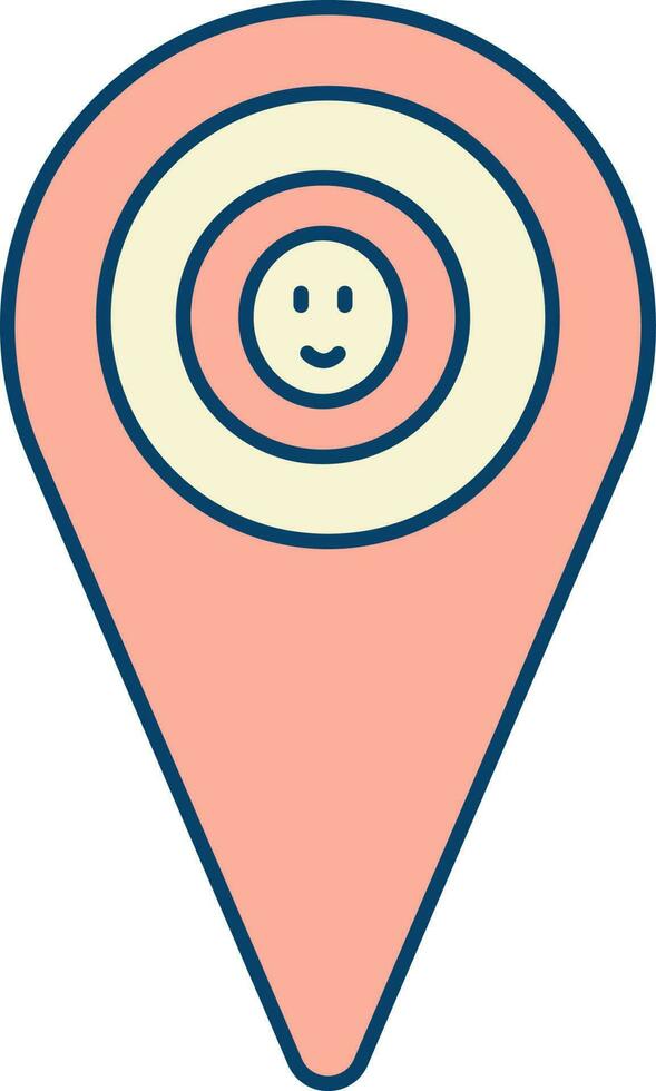 Isolated Baby Location Pin Icon In Peach And Yellow Color. vector