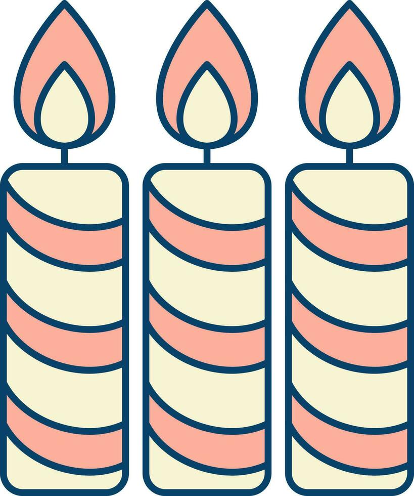 aislado ardiente velas icono en melocotón y amarillo color. vector