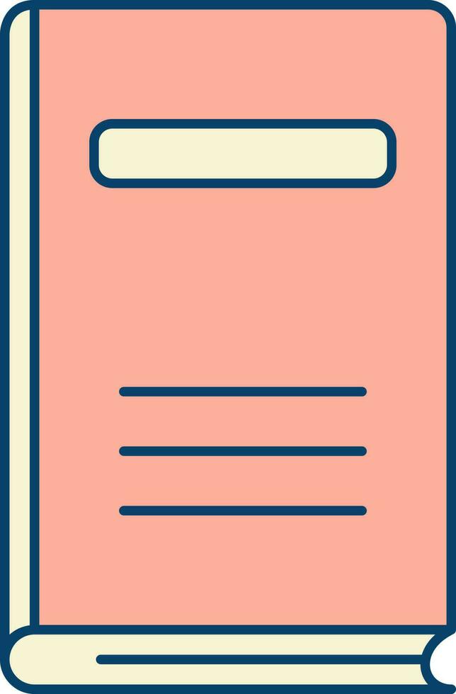 Flat Style Book Icon In Peach And Yellow Color. vector