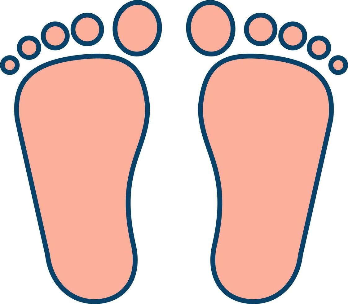 Isolated Baby Footprint Icon In Peach Color. vector
