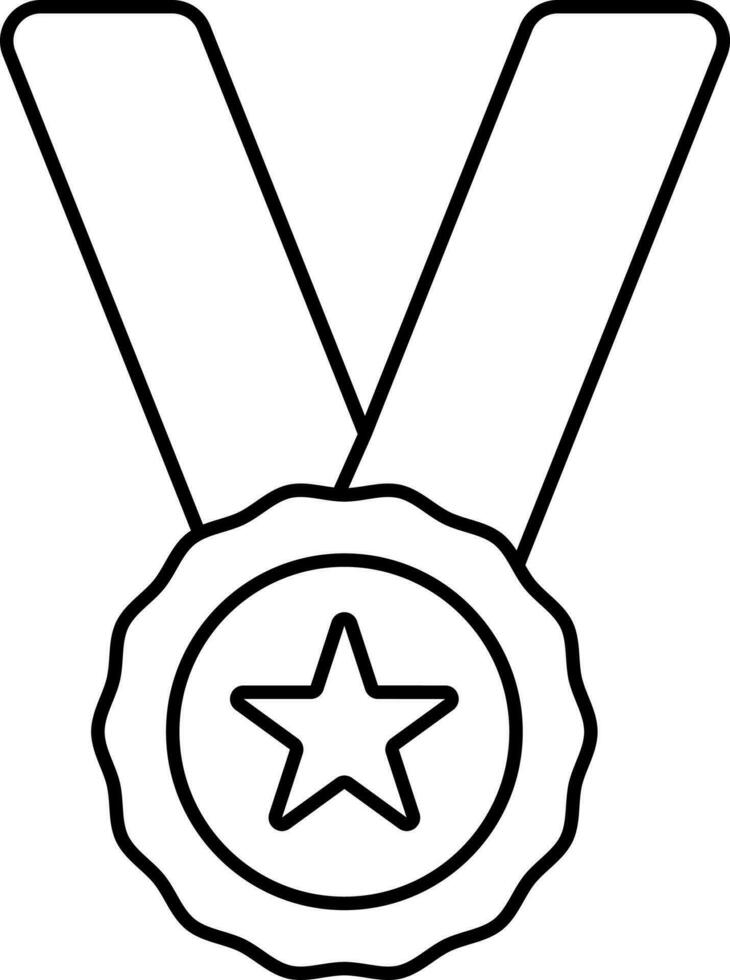 Star Medal With Ribbon Linear Icon Or Symbol. vector