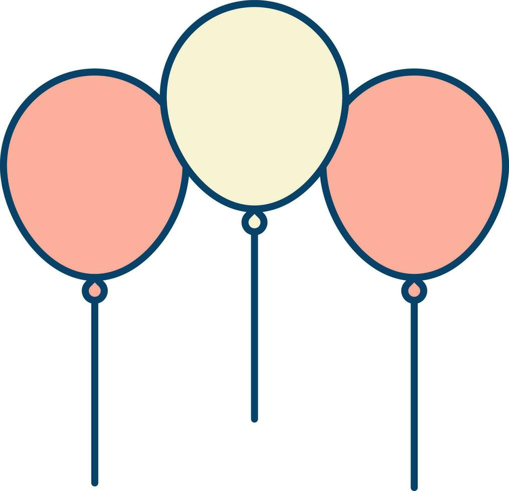 Three Balloon Icon In Peach And Yellow Color. vector