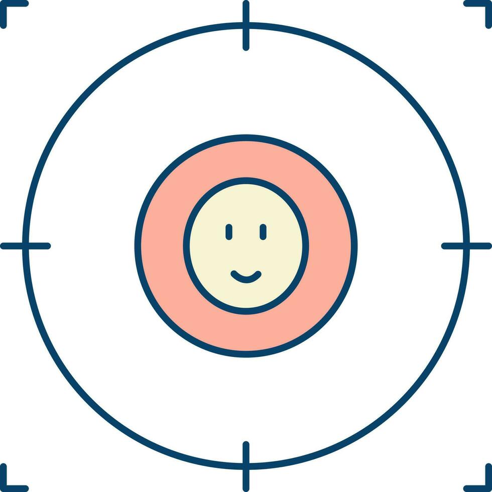 Target Baby Icon In Peach And Yellow Color. vector