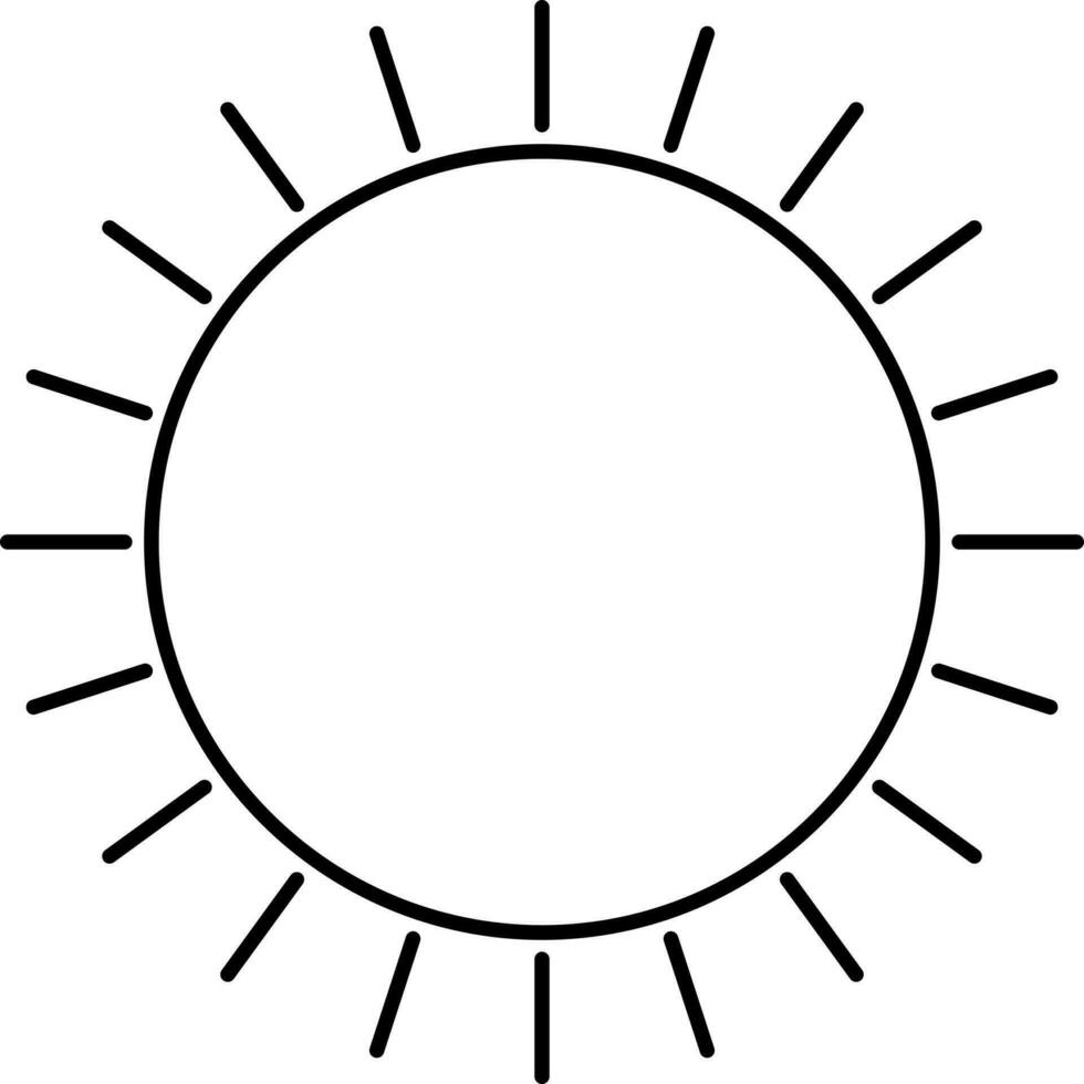 Black Linear Style Sun Icon Or Symbol. vector