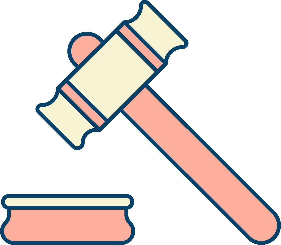 Isolated Gavel Icon In Peach And Yellow Color. vector