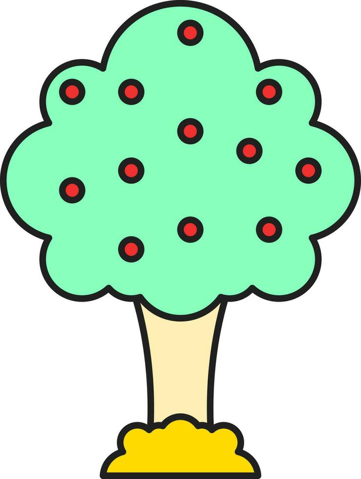 rojo y verde frutas árbol plano icono. vector