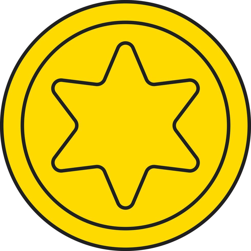 Yellow Coin Icon In Flat Style. vector