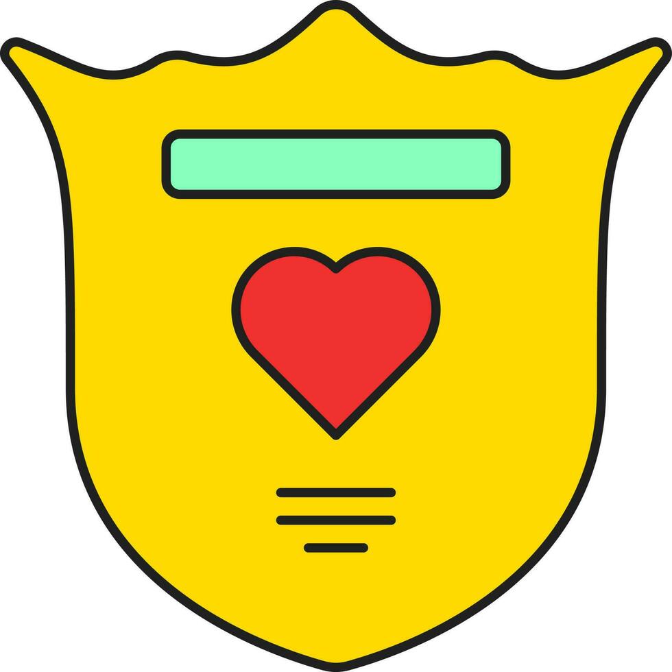 plano estilo corazón con proteger vistoso icono. vector