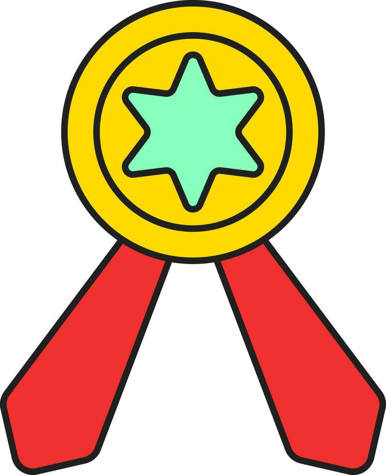 Colorful Star Badge Icon In Flat Style. vector