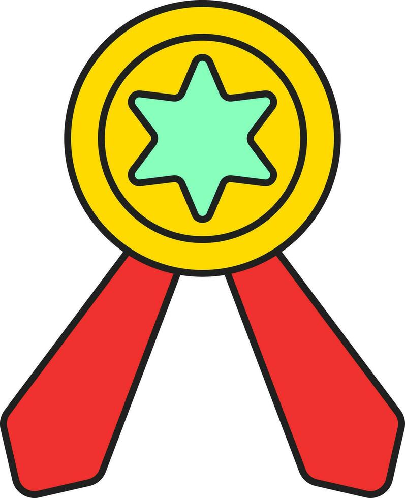 Colorful Star Badge Icon In Flat Style. vector