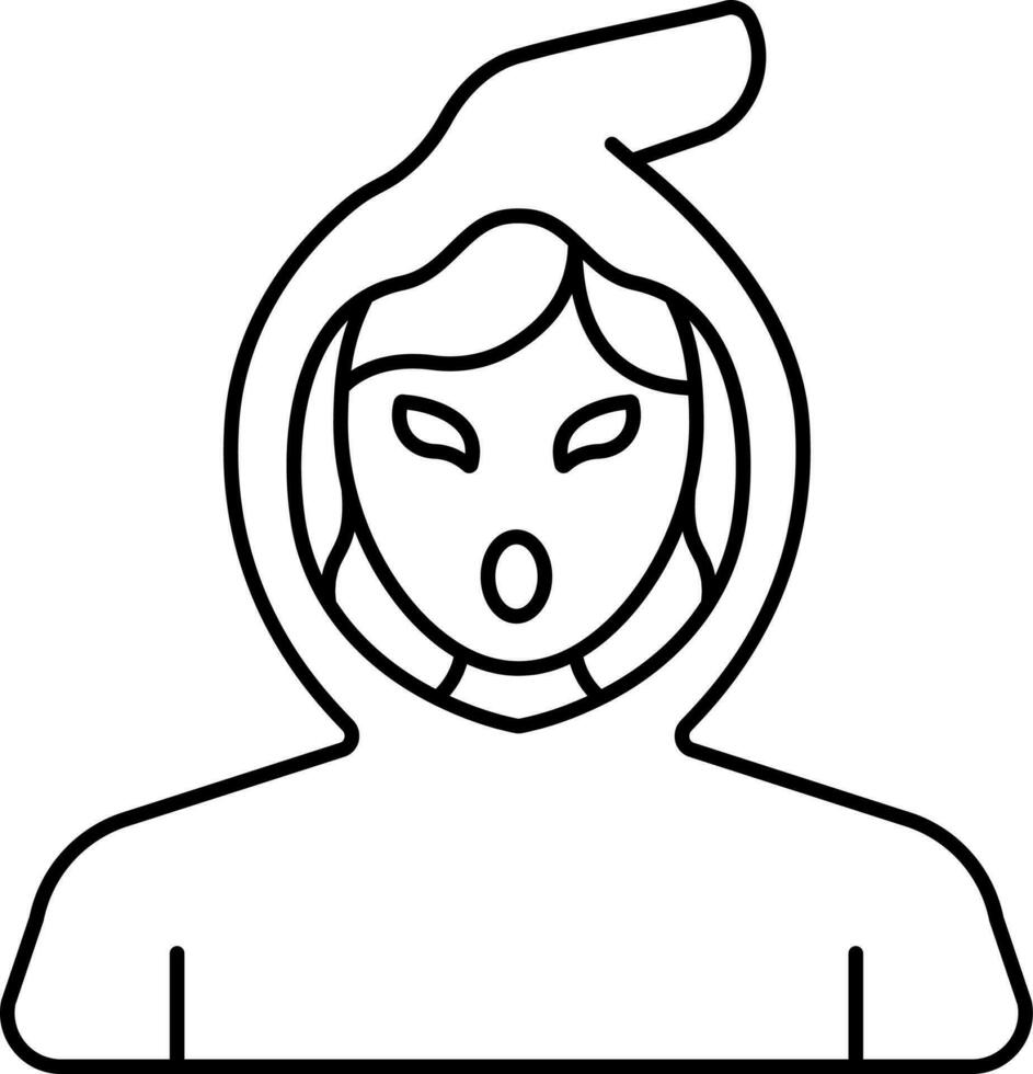 Black Outline Illustration Of Riding Hood Icon. vector