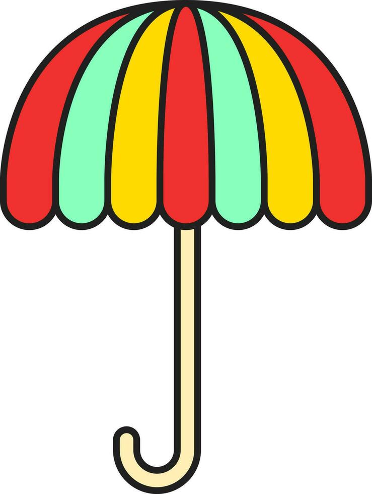 Colorful Umbrella Icon In Flat Style. vector