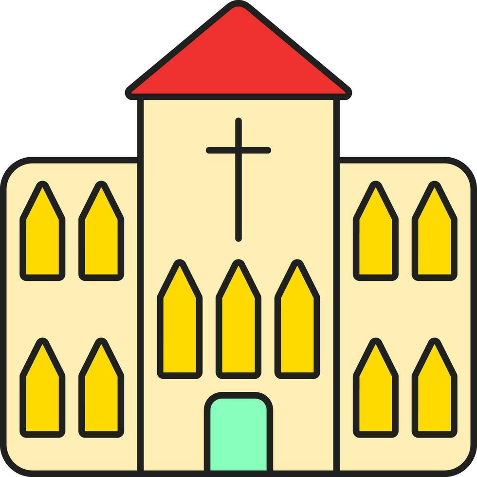 Yellow And Red Church Icon Or Symbol. vector