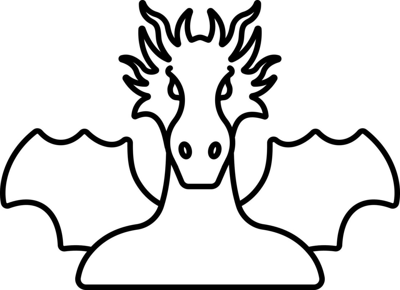 Dragon Cartoon Character Black Outline Icon. vector