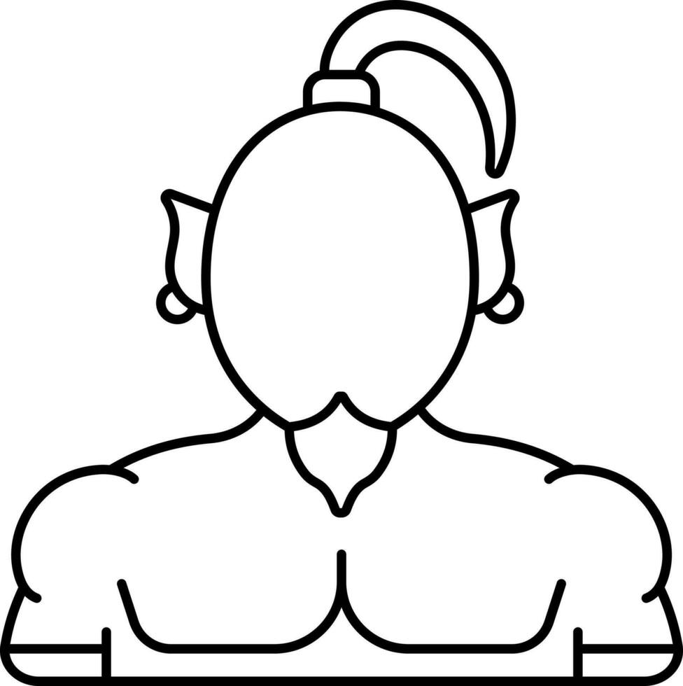 Faceless Genie Cartoon Icon In Black Line Art. vector