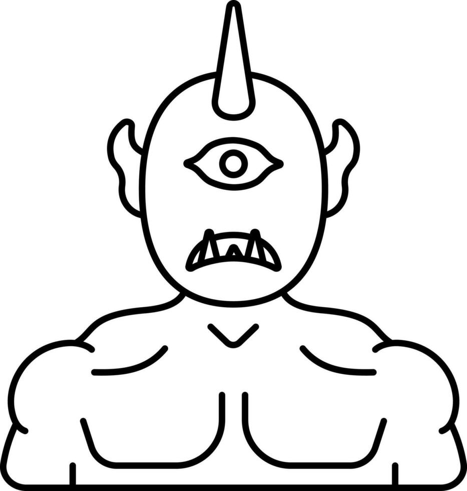 Cyclops One Eyed Creature Icon In Thin Line Art. vector