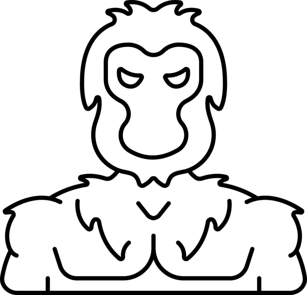 Black Stroke Illustration Of Bigfoot Icon. vector