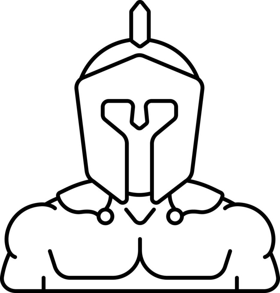 Black Outline Of Spartan Cartoon Character Icon. vector