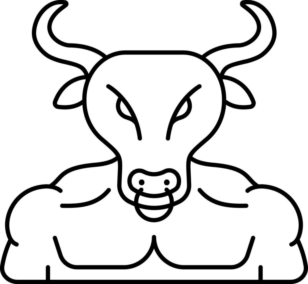 Black Outline Illustration Of Minotaur Icon. vector