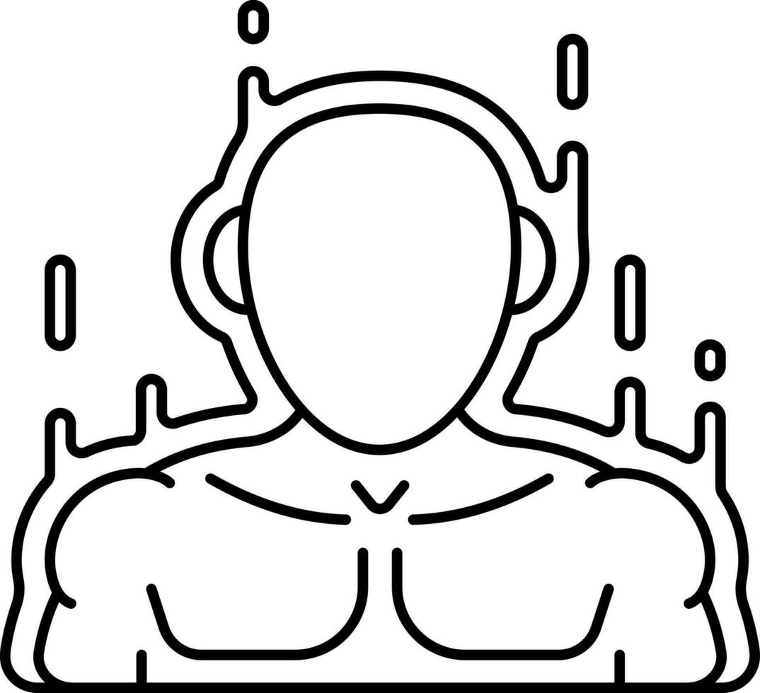 Black Outline Burning Man Icon Or Symbol. vector