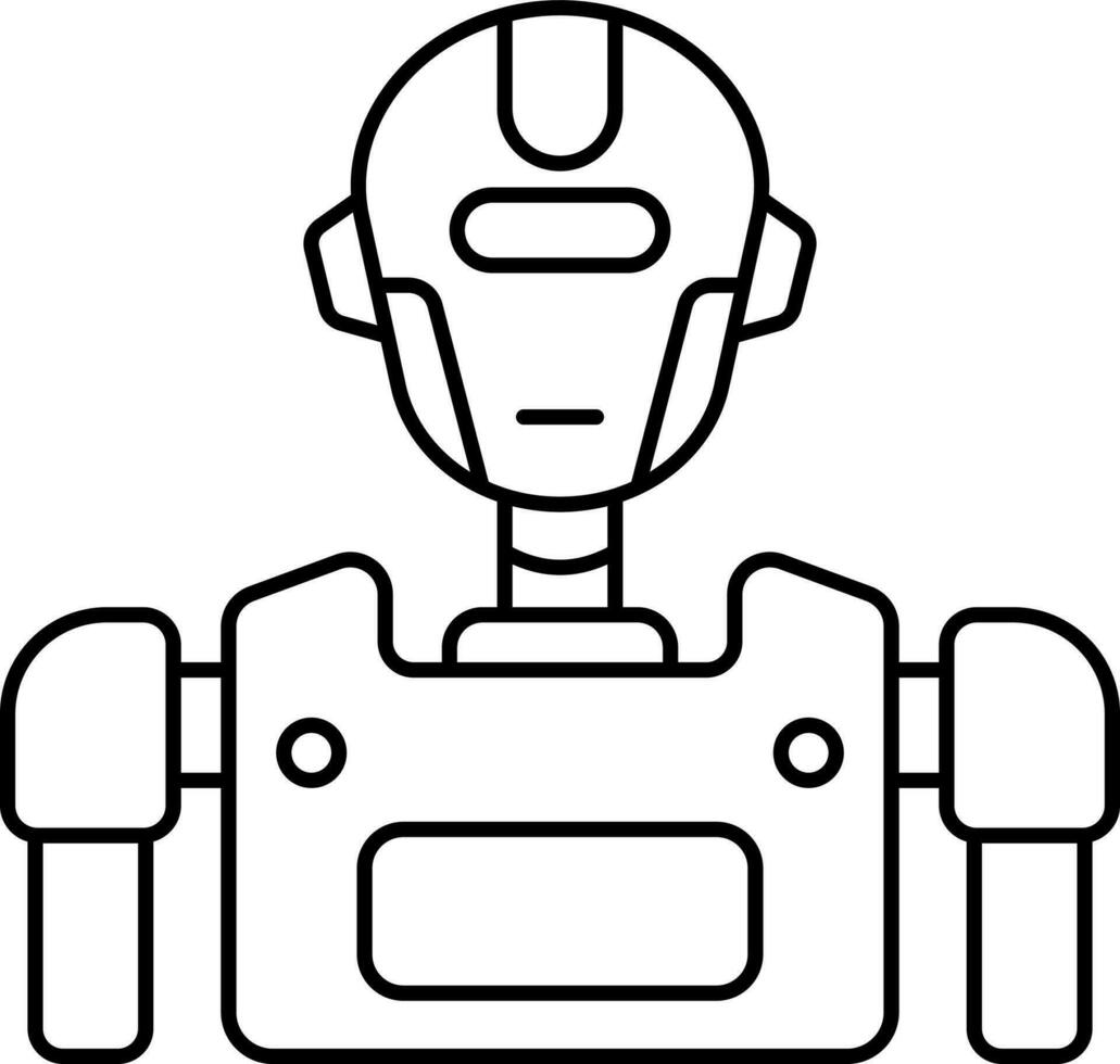 Black Thin Line Art Of Robot Icon Or Symbol. vector