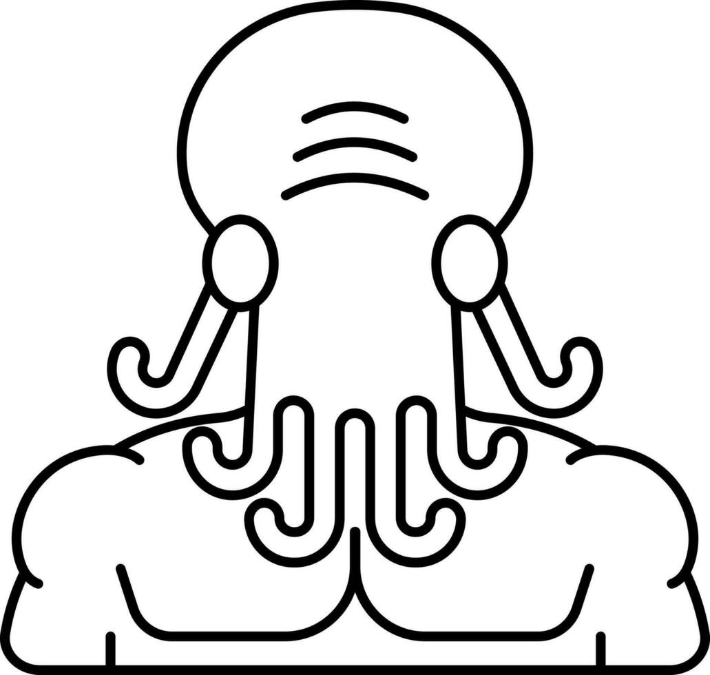 Black Stroke Illustration Of Cthuihu Icon. vector
