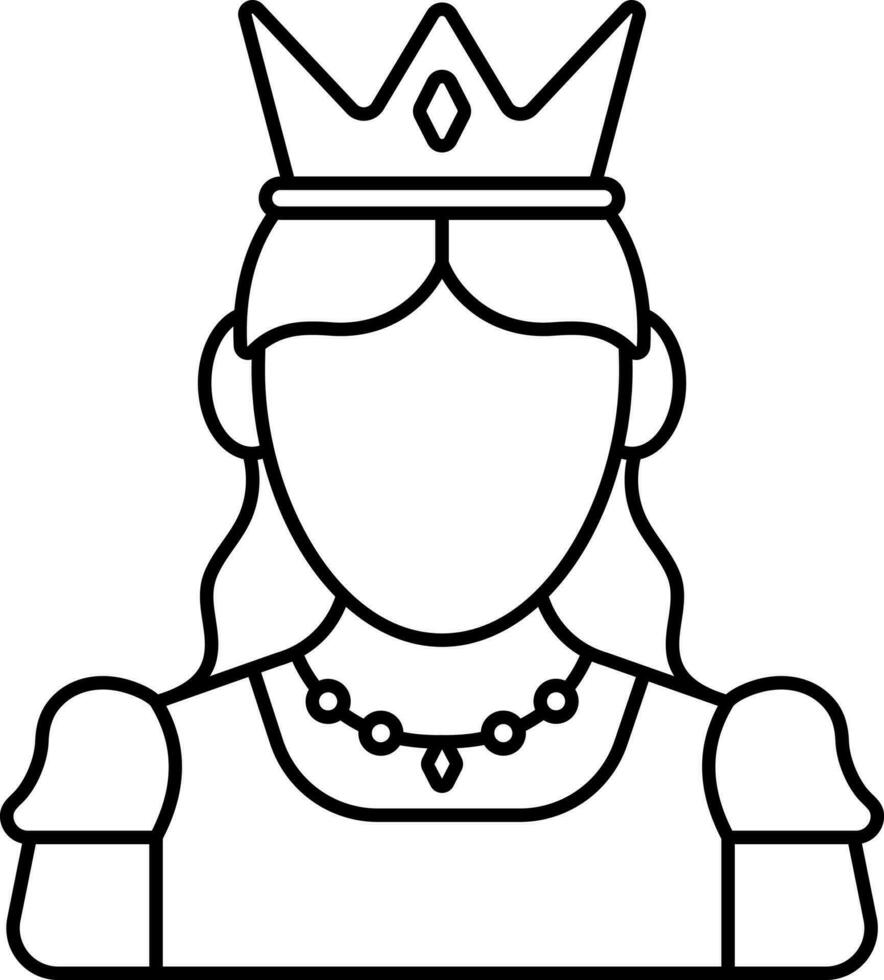 Faceless Young Girl Wearing Crown Linear Icon. vector
