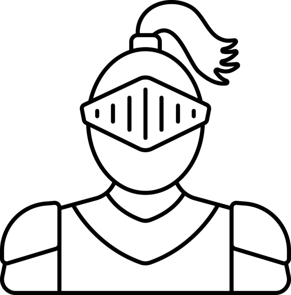 Black Line Art Illustration Of Knight Man Icon. vector