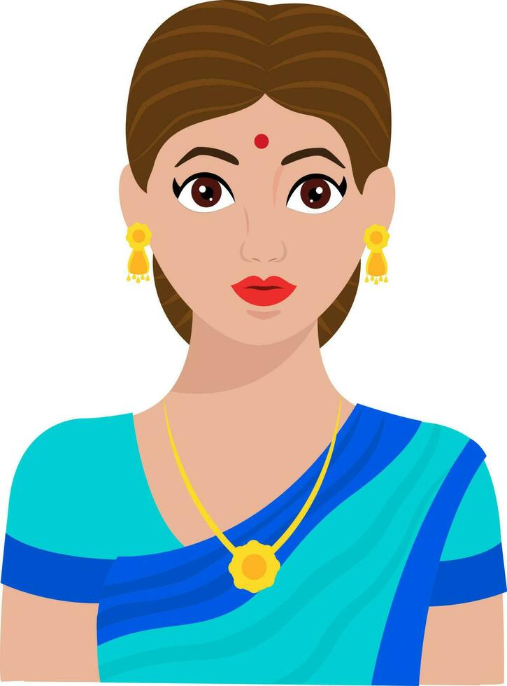 Beautiful Indian Woman Character On White Background. vector