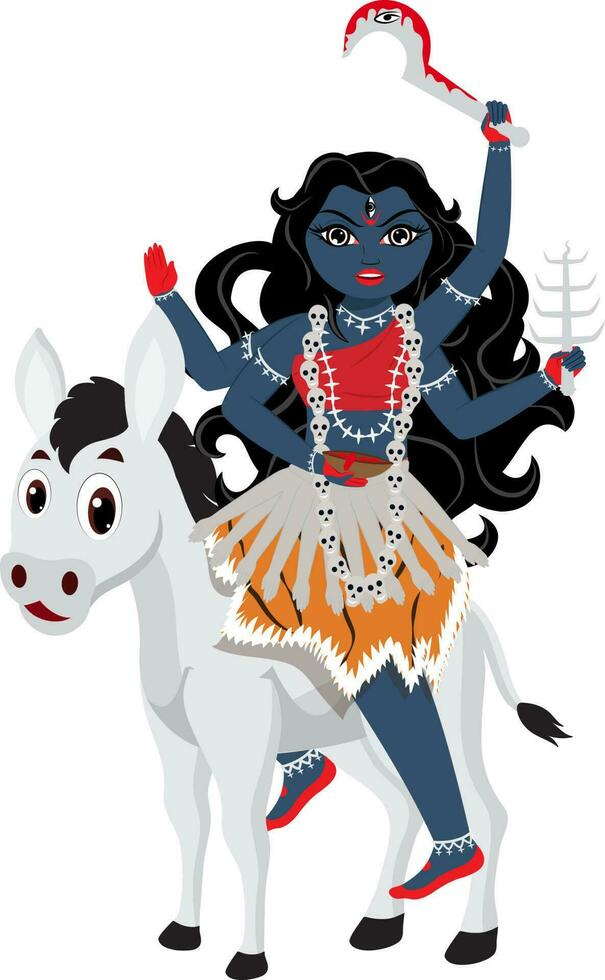 Indian Goddess Kalaratri Sculpture On White Background. vector