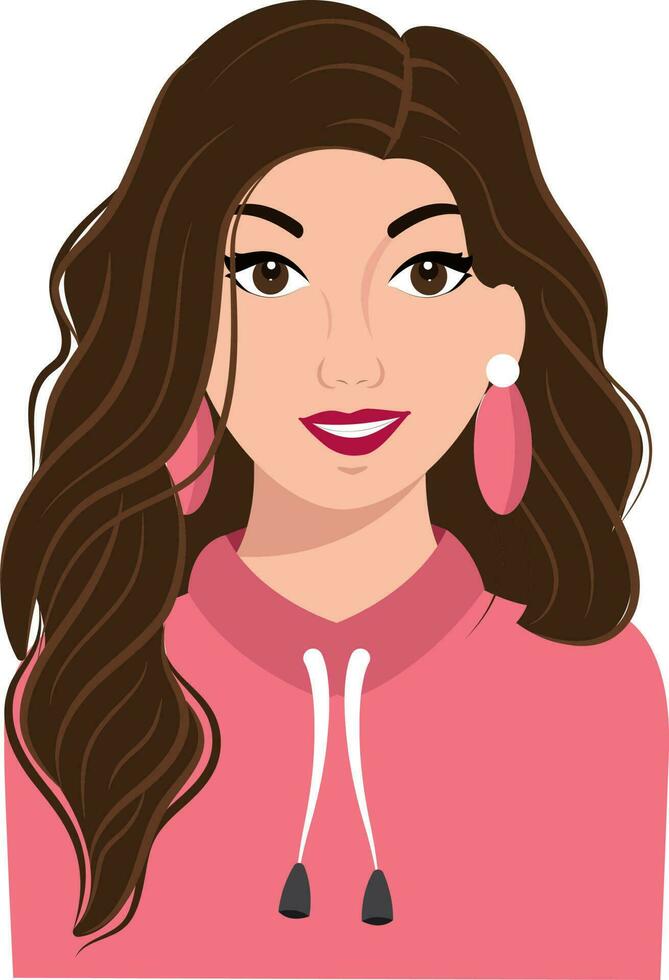 Attractive Young Girl Character On White Background. vector